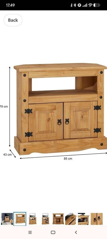 Meuble TV d'angle rustique/meuble TV en pin (style mexicain), Maison & Meubles, 25 à 50 cm, Moins de 100 cm, Comme neuf, Enlèvement