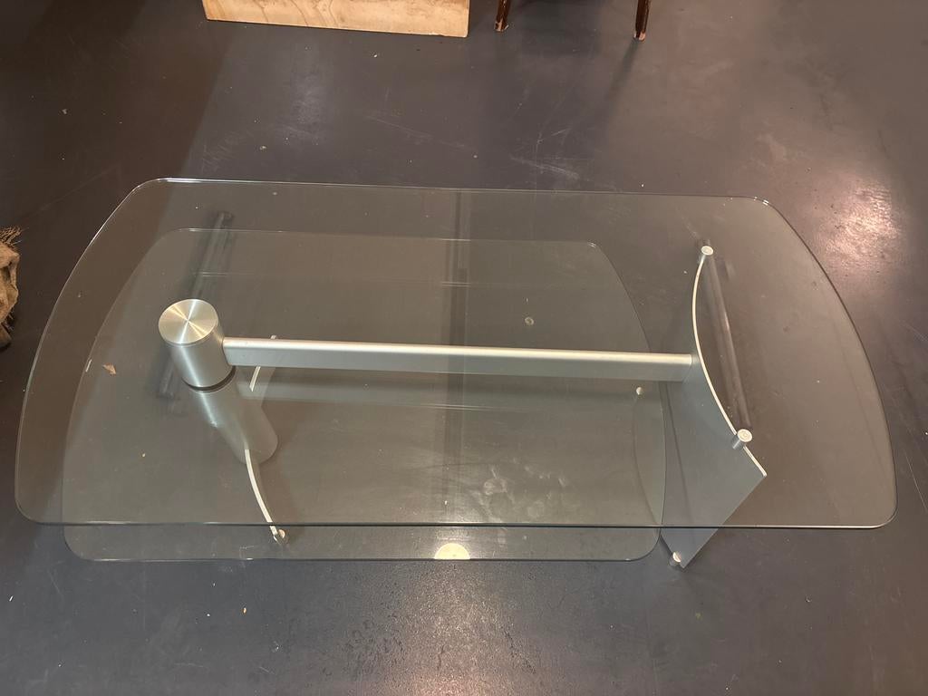 Glazen salontafel met aluminium frame – strak design, Ophalen