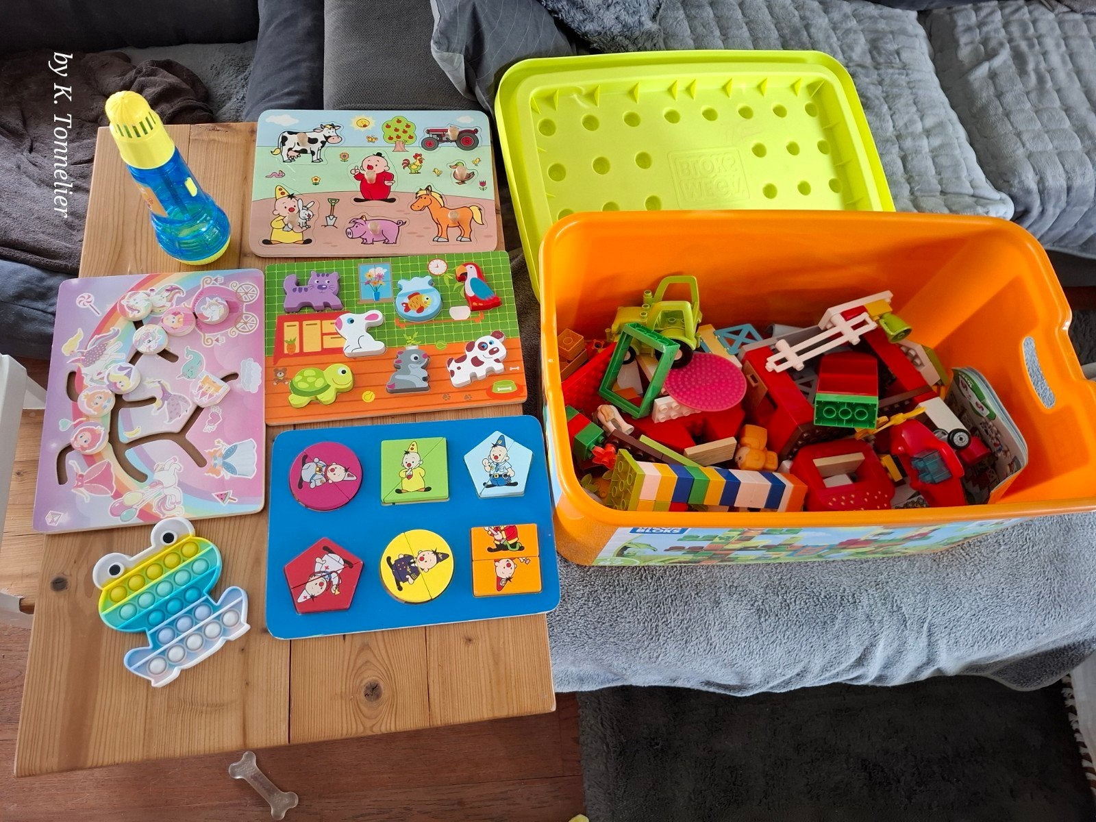 Lego en legpuzzel bumba, Ophalen