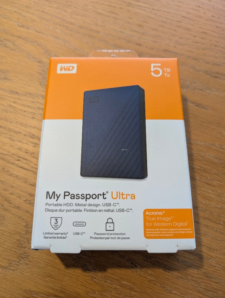 WD My Passport Ultra (2024) 5TB Blauw, Computers en Software, HDD, Nieuw, Western Digital (WD), Ophalen of Verzenden