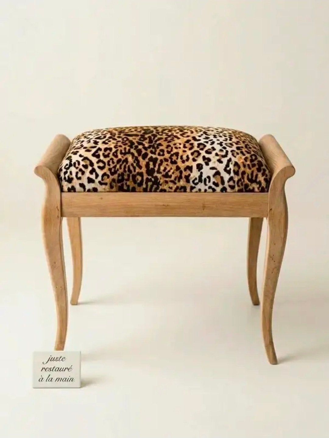 Tabouret vintage léopard restauré, Antiquités & Art, Enlèvement