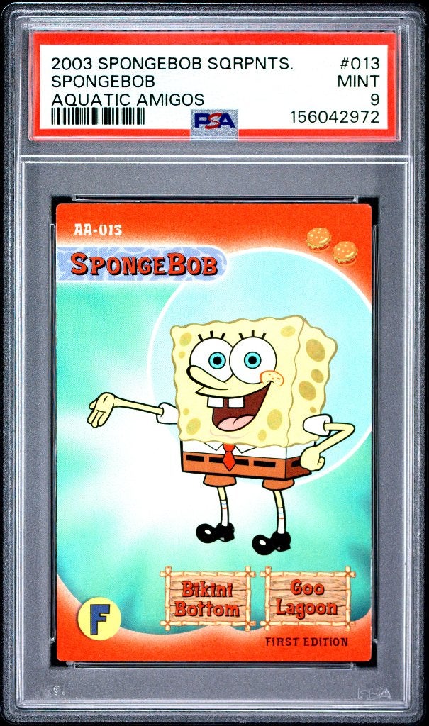 Spongebob Squarepants Aquatic Amigos 1st Edition UD PSA 9 RC, Ophalen of Verzenden, Zo goed als nieuw, Losse kaart