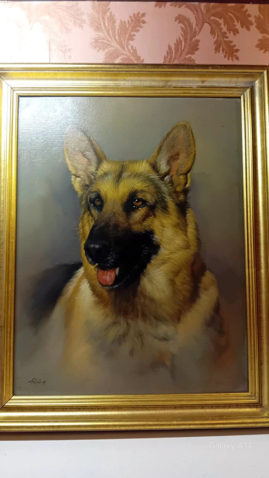Portrait de Berger Allemand encadré (1991), Antiquités & Art, Enlèvement, Réaliste, Daté