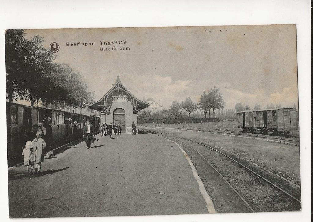 beringen pk tram statie 1924, Ophalen of Verzenden, 1920 tot 1940, Gelopen, Limburg