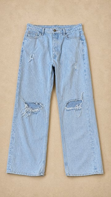 Jeans amples légèrement délavés pour hommes, Y2K Skater, Taille 52/54 (L), Weekday, Porté, Bleu