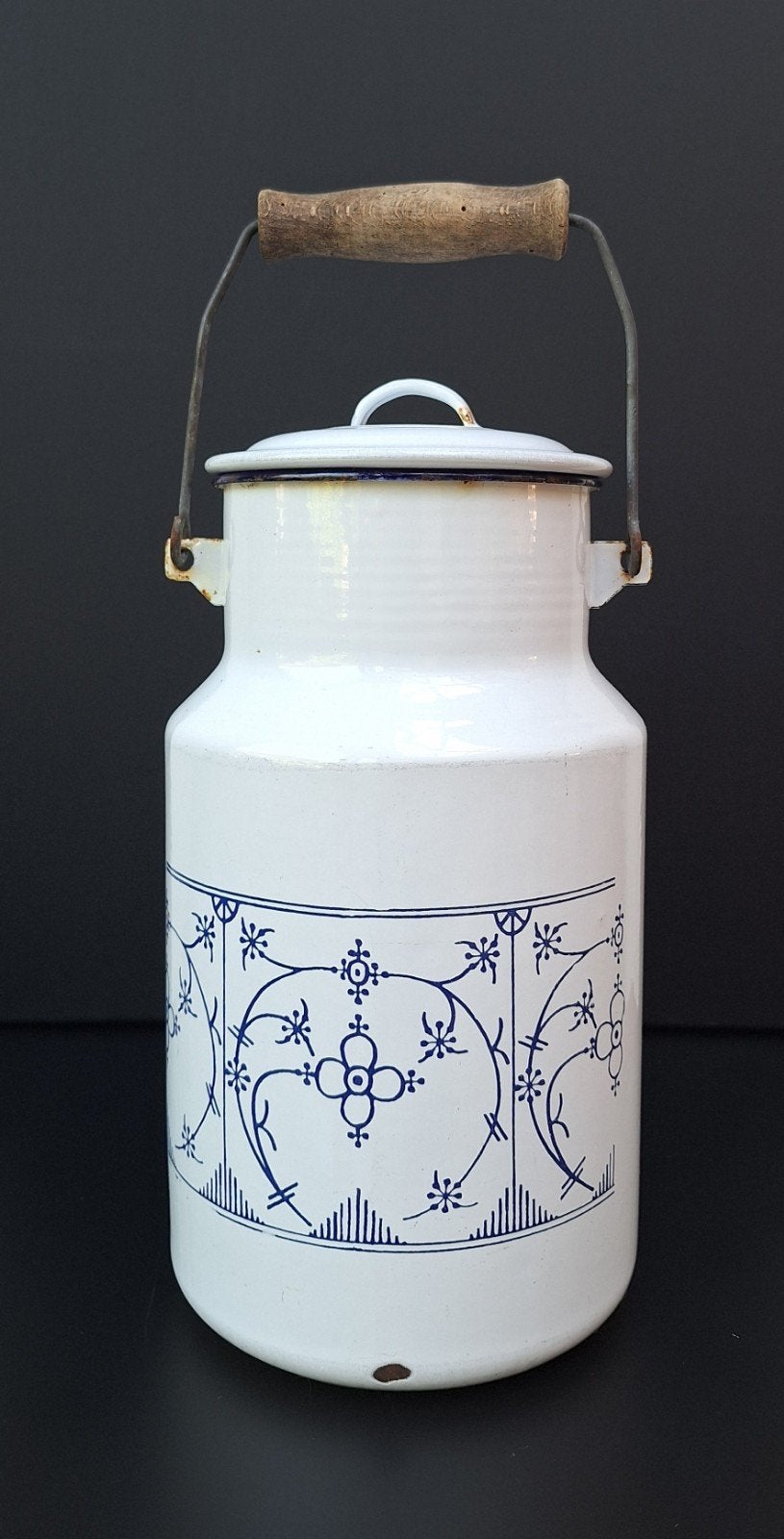 Decoratieve landelijke emaille melkbus Blau-Saks, Antiek en Kunst, Ophalen of Verzenden