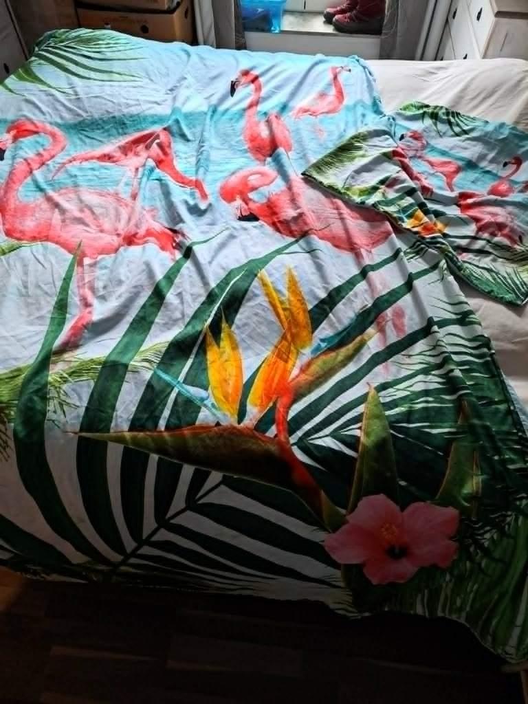 Flamingo dekbedovertrek 1 persoons, Jongetje of Meisje, Dekbedovertrek, Ophalen of Verzenden, Zo goed als nieuw