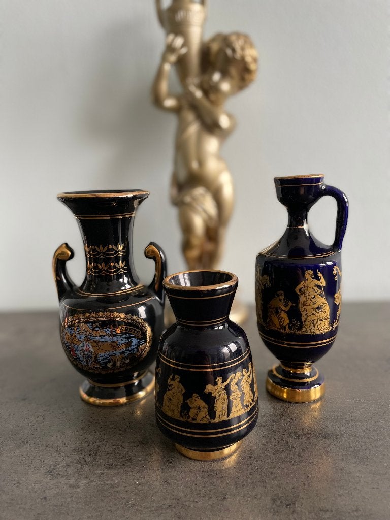 Vintage Griekse vaasjes met 24 karaats bladgoud, Antiek en Kunst, Ophalen