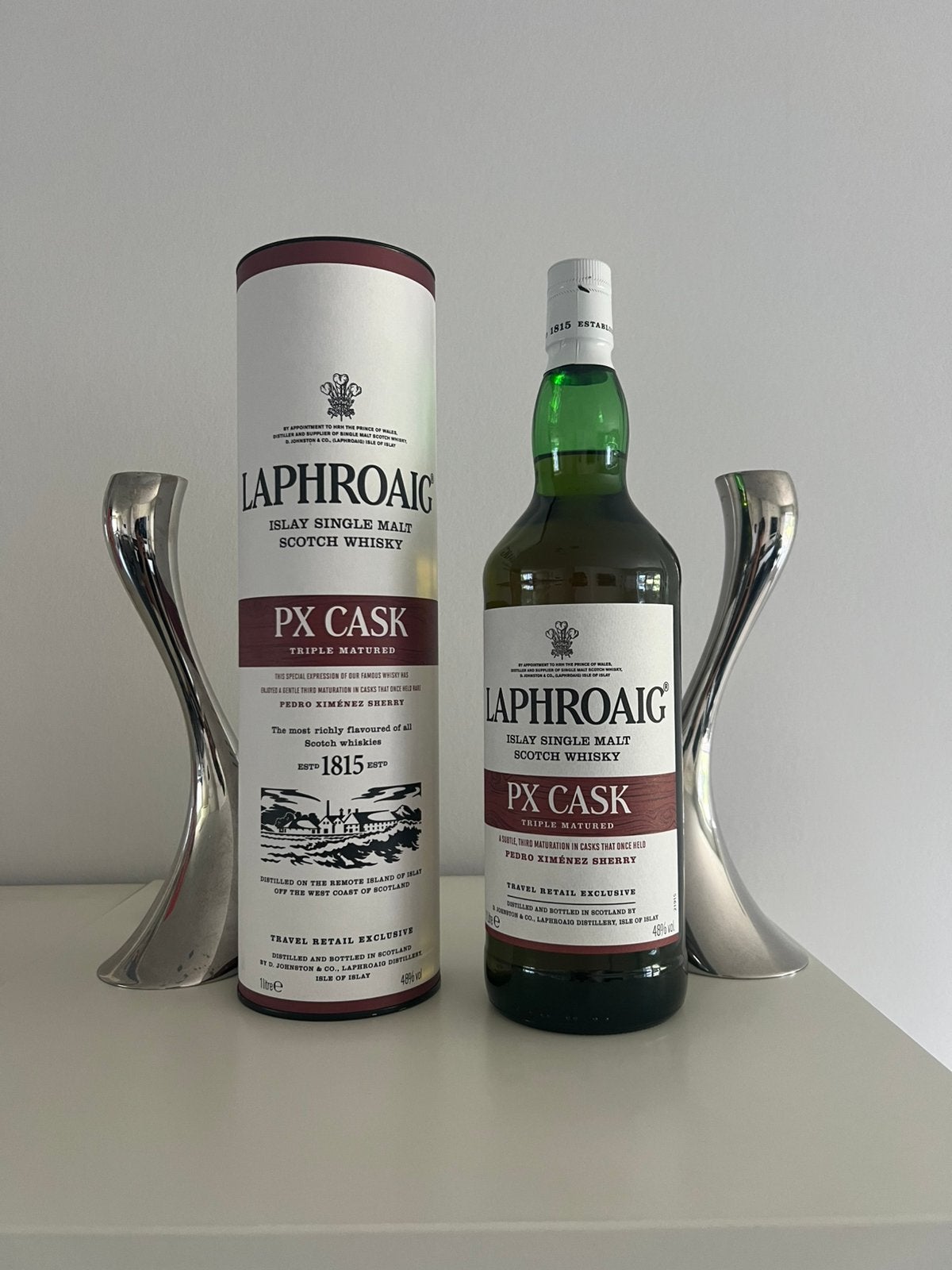 Laphroaig PX Cask Triple Matured 1L (48%), Verzamelen, Wijnen, Ophalen of Verzenden, Zo goed als nieuw