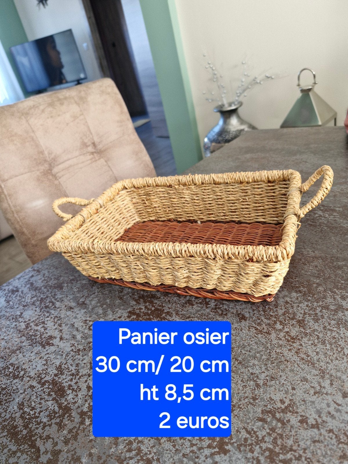 rieten mand 30 cm/20 cm hoog 8,5 cm, Huis en Inrichting, Ophalen, Riet, Mand