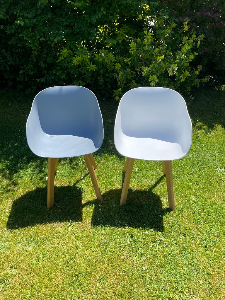 2 stoeltjes wit en grijs, Huis en Inrichting, Stoelen, Gebruikt, Ophalen, Hout, Modern