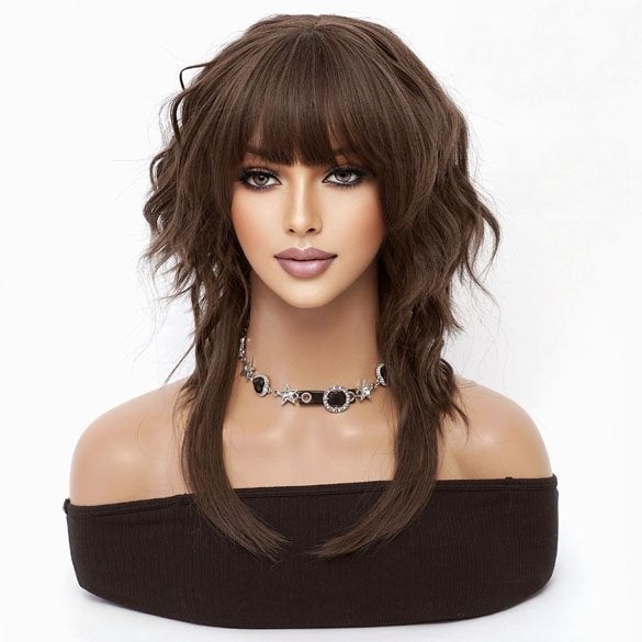 Trendy wavy pruik lichtbruin haar met langere onderlaag, Ophalen of Verzenden, Nieuw