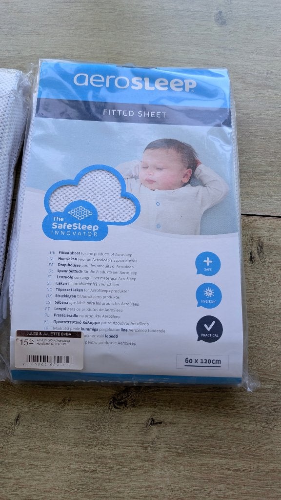 drap housse Aerosleep 60x120, Neuf, Drap-housse ou Taie d'oreiller, Garçon ou Fille, Enlèvement ou Envoi