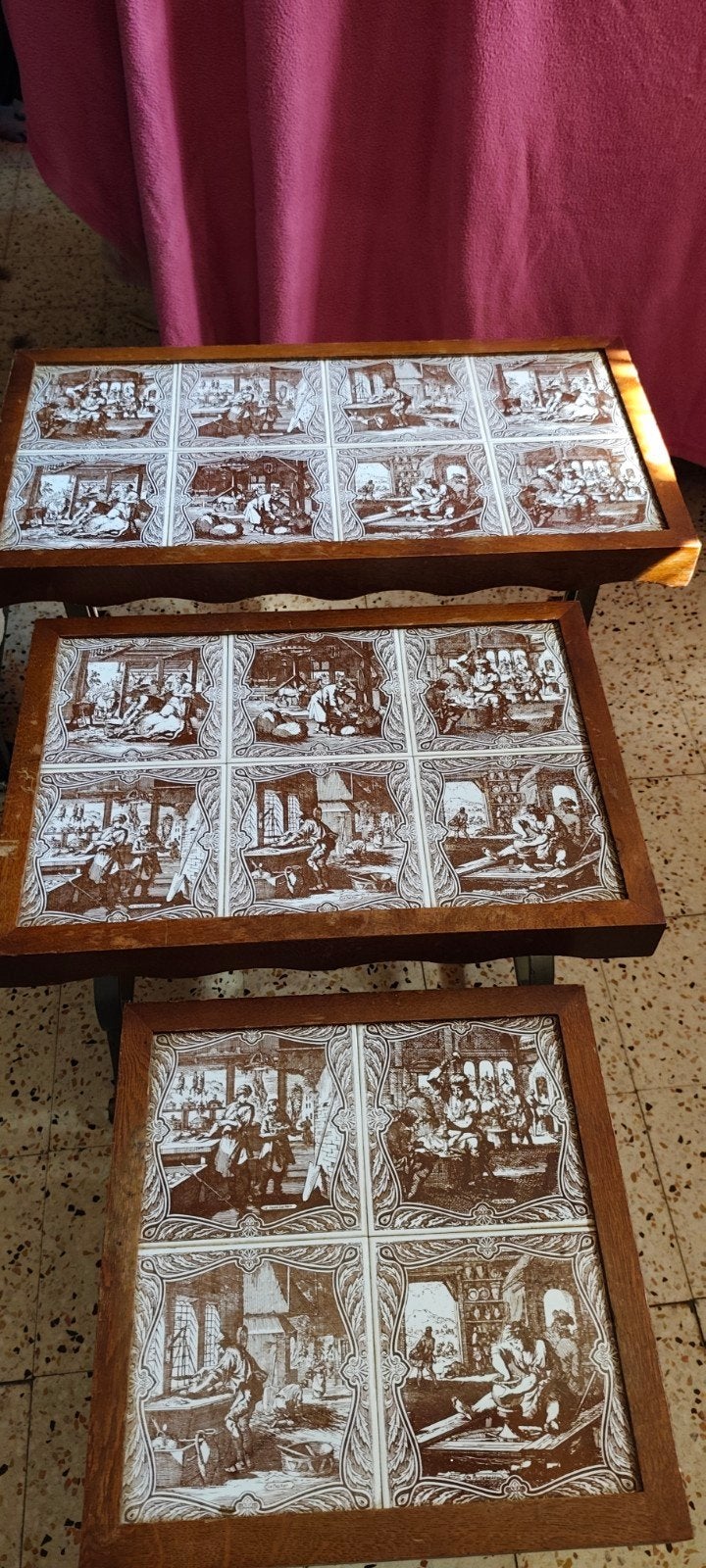 3 Antieke bijzettafeltjes, Antiek en Kunst, Antiek | Meubels | Kasten, Ophalen