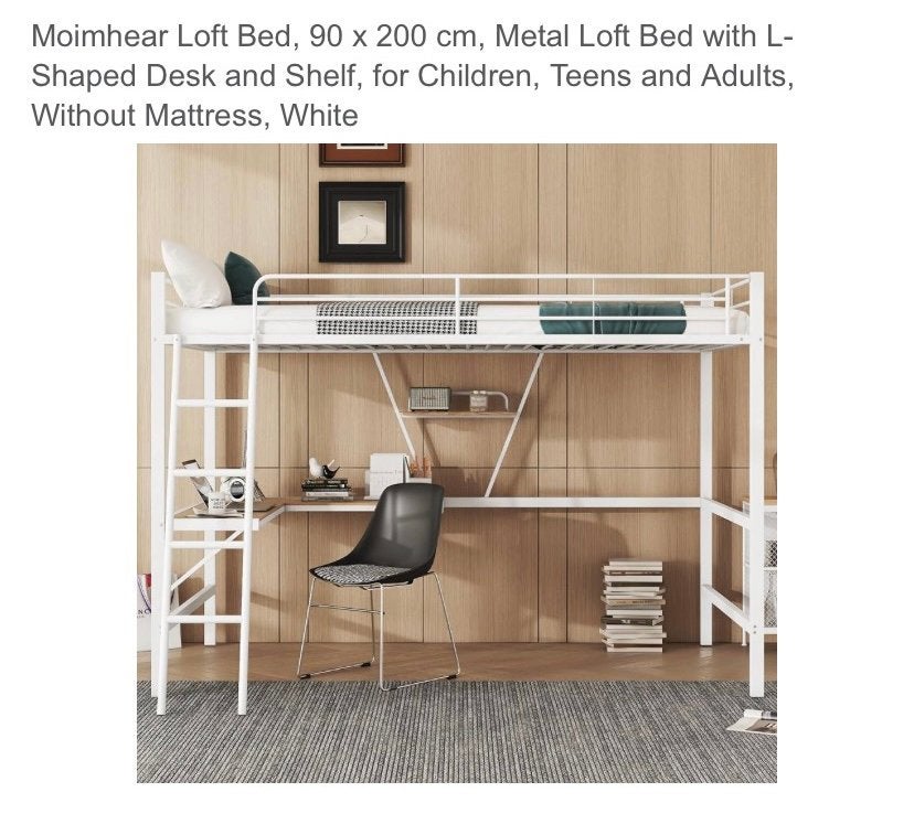 Hoogslaper Ikea wit, extra lattenbodem. 2mx90cm, Ophalen, 90 cm, Eenpersoons, Wit