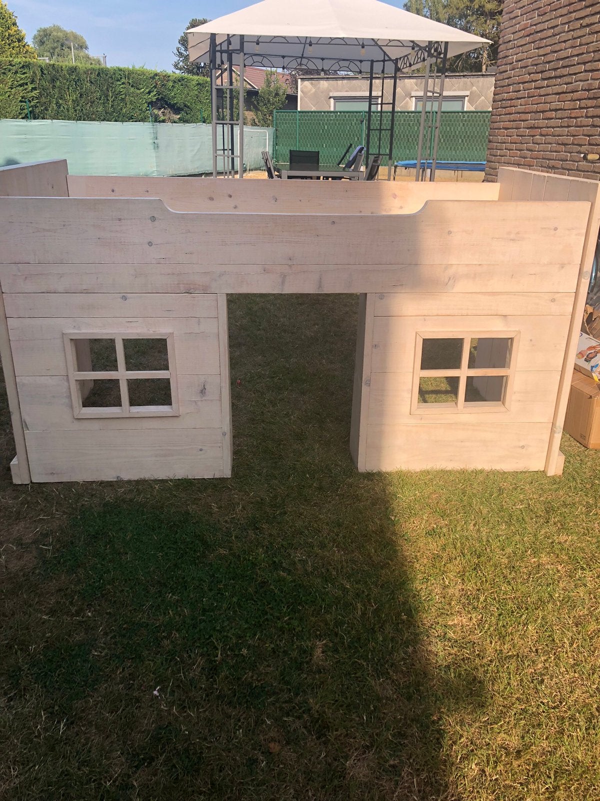 Kinderbed hout met hoogslaper en speelruimte, Ophalen, Zo goed als nieuw, 90 cm, Hoogslaper