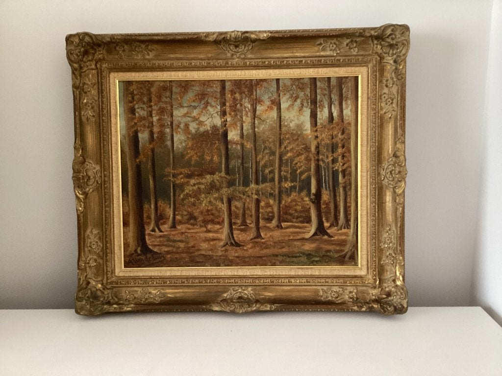 Paysage d'automne en forêt, Antiquités & Art, Art | Peinture | Classique, Paysage, Enlèvement, Réaliste, Toile