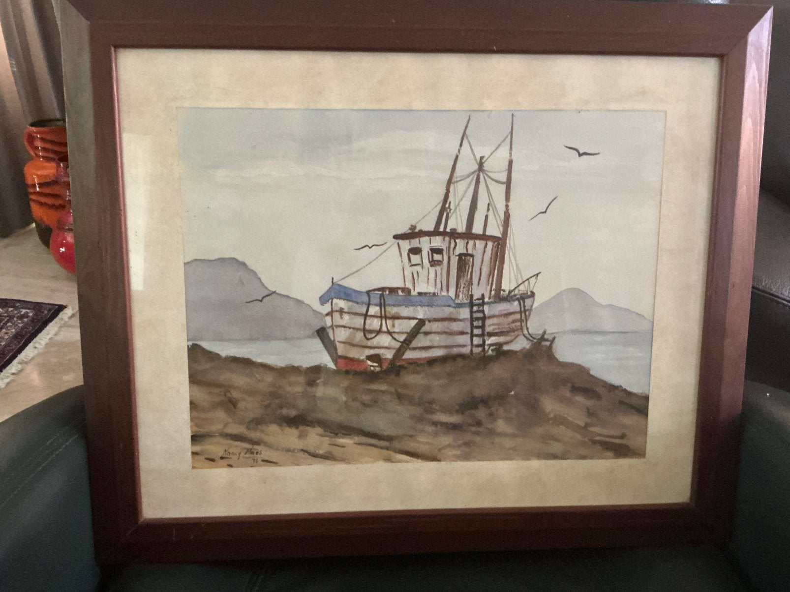 Nancy Maes- aquarelle au crayon aquarelle 93  -57x48 cm m.k., Antiquités & Art, Art | Peinture | Classique, Enlèvement, Aquarelle