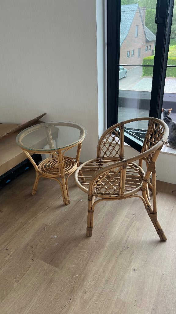 Rotan set, Tuin en Terras, Ophalen, Rotan, Zo goed als nieuw, Stoel