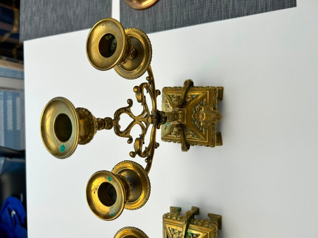 Antieke kandelaars, Antiek en Kunst, Ophalen, Koper of Brons