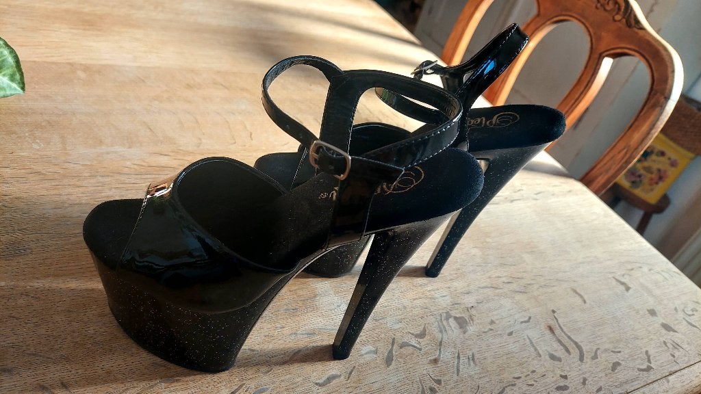 Pleaser Sky zwarte glittersandalen met plateaus, Kleding | Dames, Ophalen, Gedragen, Overige typen