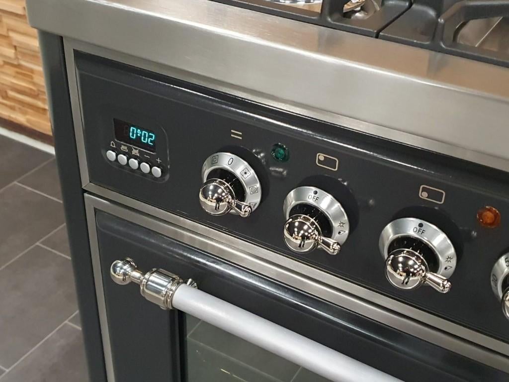 🔥Luxe Fornuis Boretti Majestic 120cm antraciet & rvs 7 pits, Ophalen, 60 cm of meer, Zo goed als nieuw, Energieklasse A of zuiniger