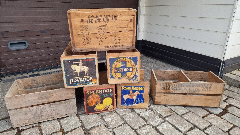 7 antieke fruitkisten, jaren 40, samen 50euro, Huis en Inrichting, Woonaccessoires | Kisten, Ophalen, Gebruikt, Overige houtsoorten