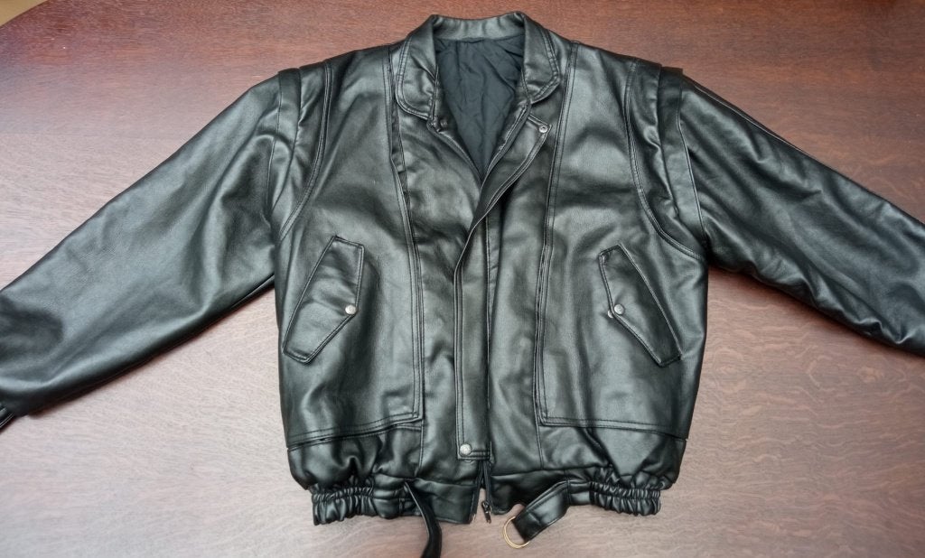 Zwarte herenjas met afneembare mouwen – Leatherlook – Maat L, Kleding | Heren, Jassen | Winter, Ophalen, Gedragen, Maat 52/54 (L)