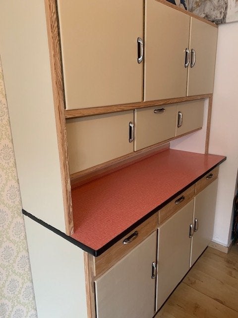 Armoire en bois peint -années 1950-1960, 25 à 50 cm, 150 à 200 cm, Utilisé, Avec tablette(s)
