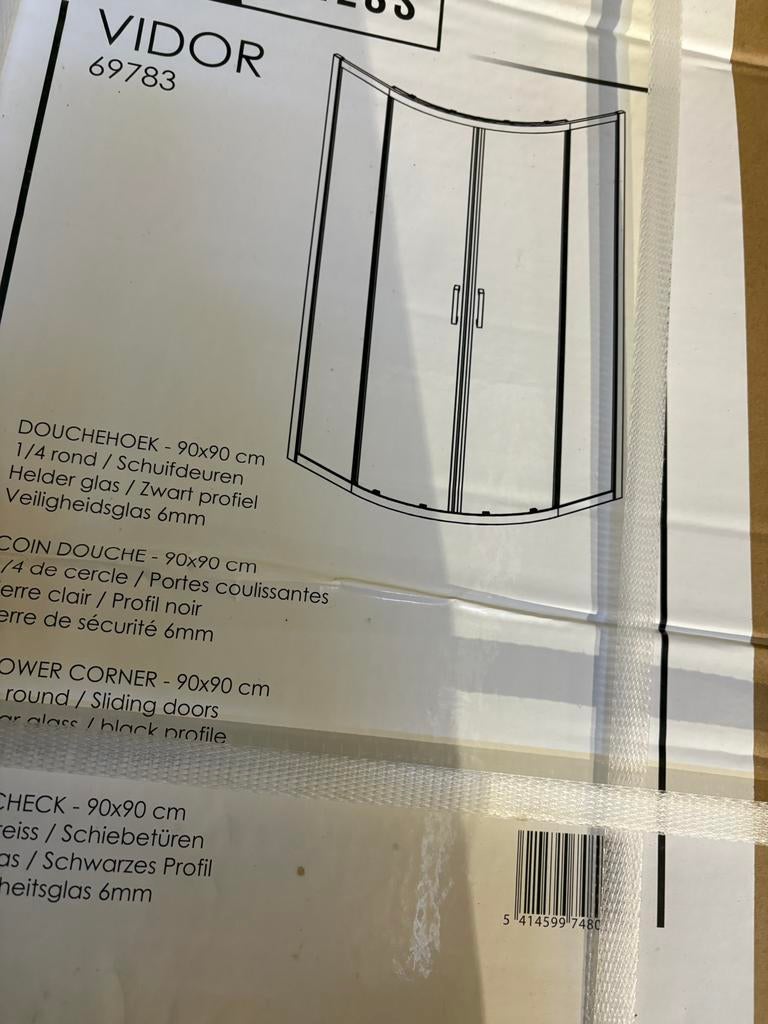 NIEUW luca Varess douche cabine kwartrond 90cm op 90vm, Ophalen, Zo goed als nieuw, Douche