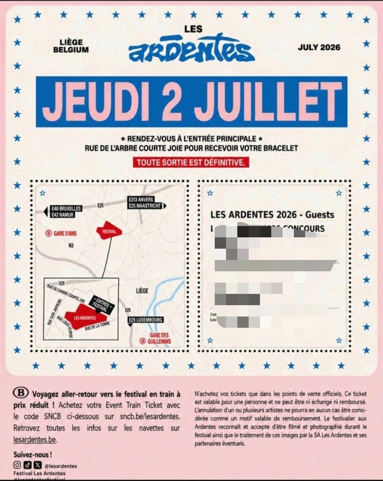 2 tickets voor Les Ardentes donderdag 2 juli 2026, Tickets en Kaartjes, Concerten | Overige, Juli