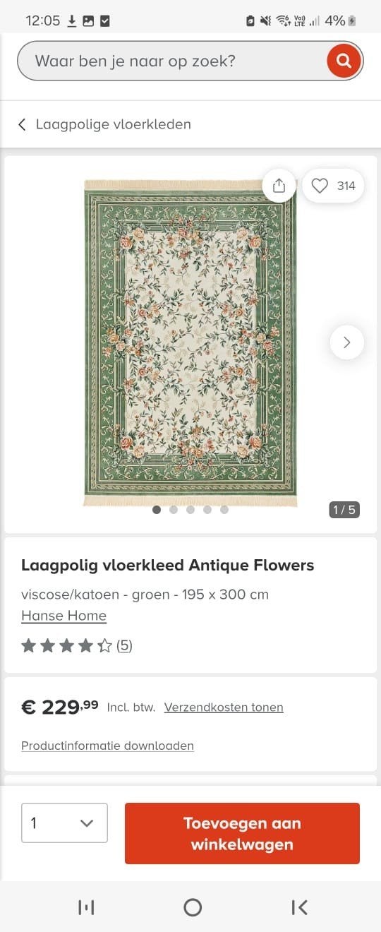 tapis antique fleurs 195x300 cm, Enlèvement ou Envoi