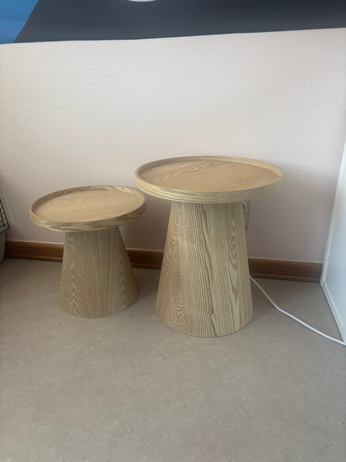 Bijzet tafeltjes te koop, Ophalen, Zo goed als nieuw, Rond, Hout