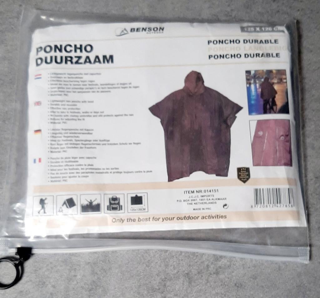 Benson outdoor/Poncho/pvc/nieuw, Caravanes & Camping, Vêtements de pluie, Enlèvement ou Envoi, Neuf, Poncho de pluie, Heren