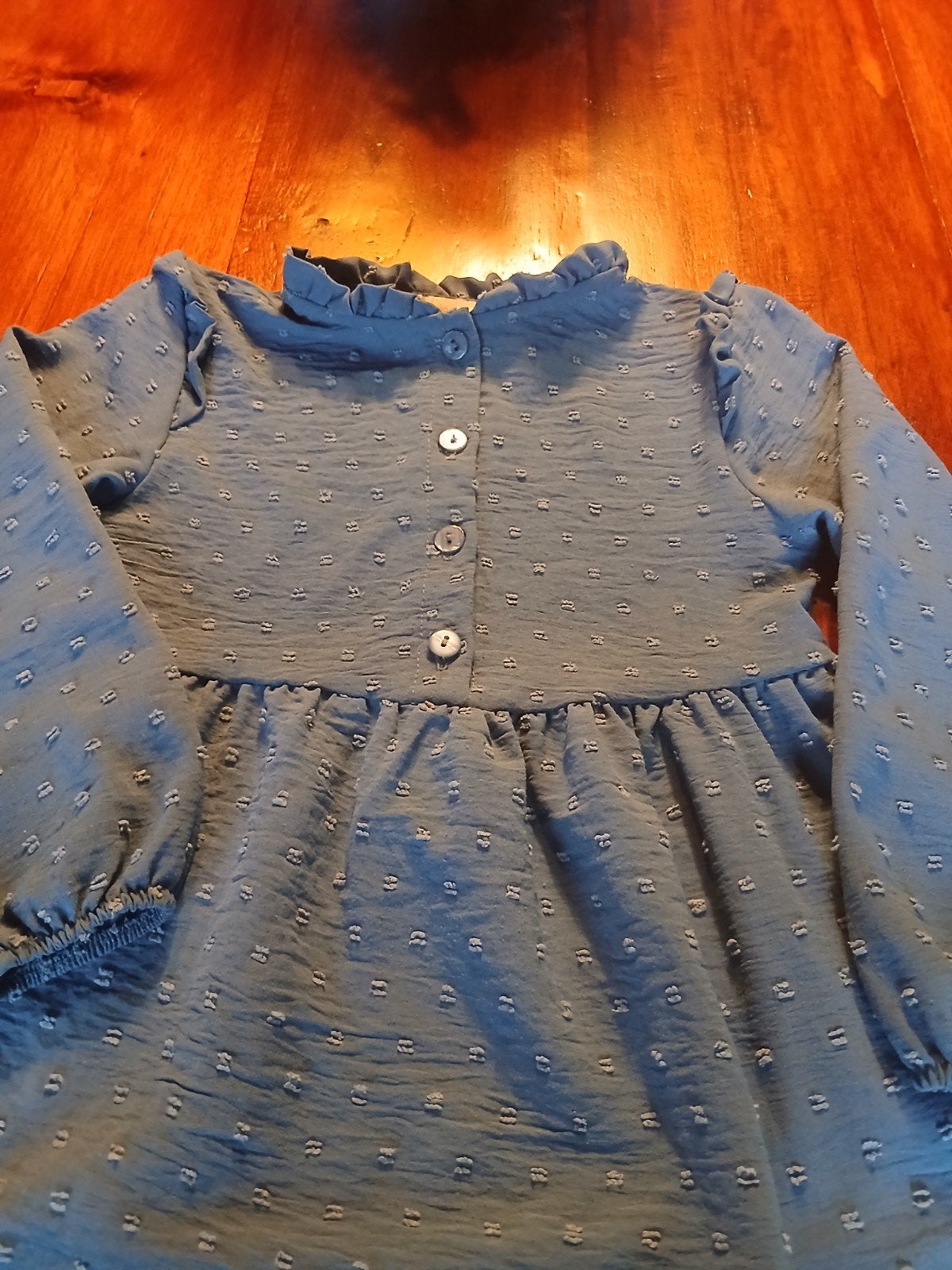 Blauwe doorknoopjurk Frizzle by Bellbo – Maat 116, Kinderen en Baby's, Ophalen of Verzenden