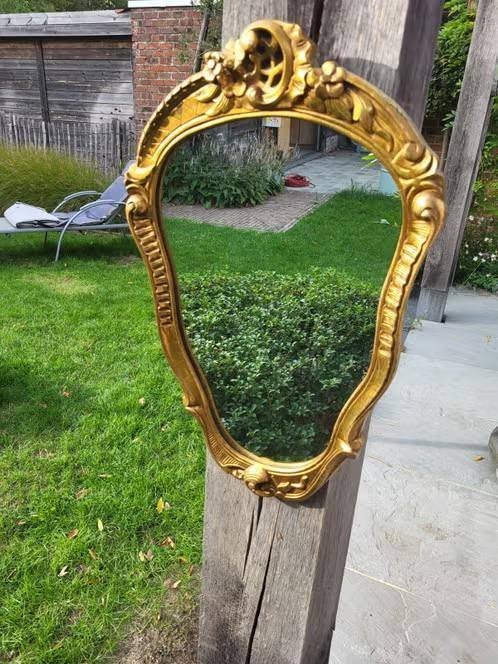 Magnifique miroir baroque vintage — doré/plâtre (50x35 cm), Enlèvement