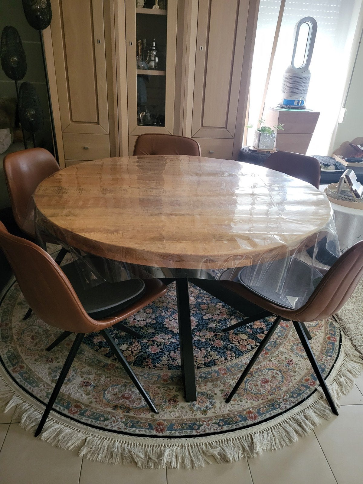 Belle table ronde en bois de manguier, Maison & Meubles, Enlèvement