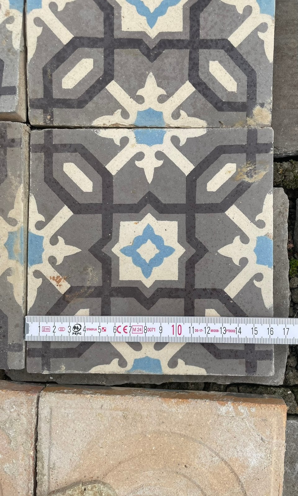 Joli lot de vieux carreaux de ciment originaux — Art Déco., Moins de 20 cm, Carrelage de sol, Enlèvement, Utilisé