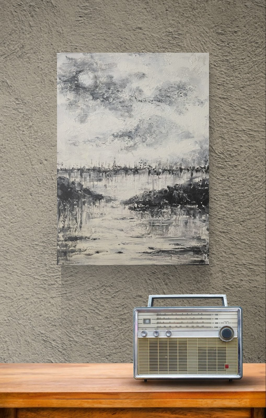 Abstract sfeervol zwart wit schilderij Mk Art, Antiek en Kunst, Ophalen
