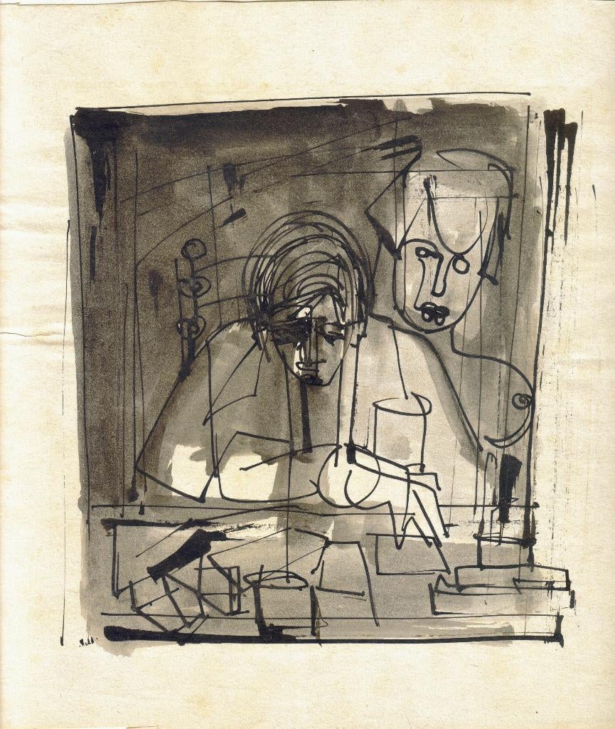 Onvermelde Maker inkttekening "De Boodschap van de Muze", Antiquités & Art, Art | Dessins & Photographie, Enlèvement