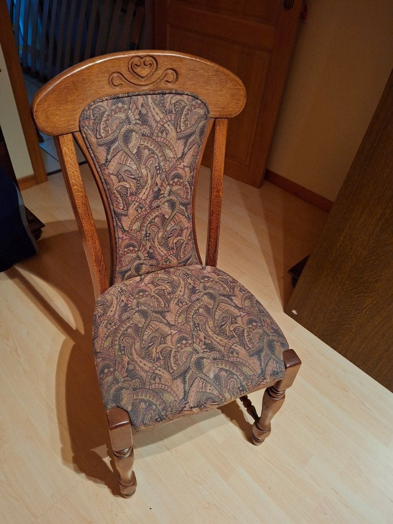 6 eiken originele eetkamerstoelen, Ophalen, Gebruikt, Hout
