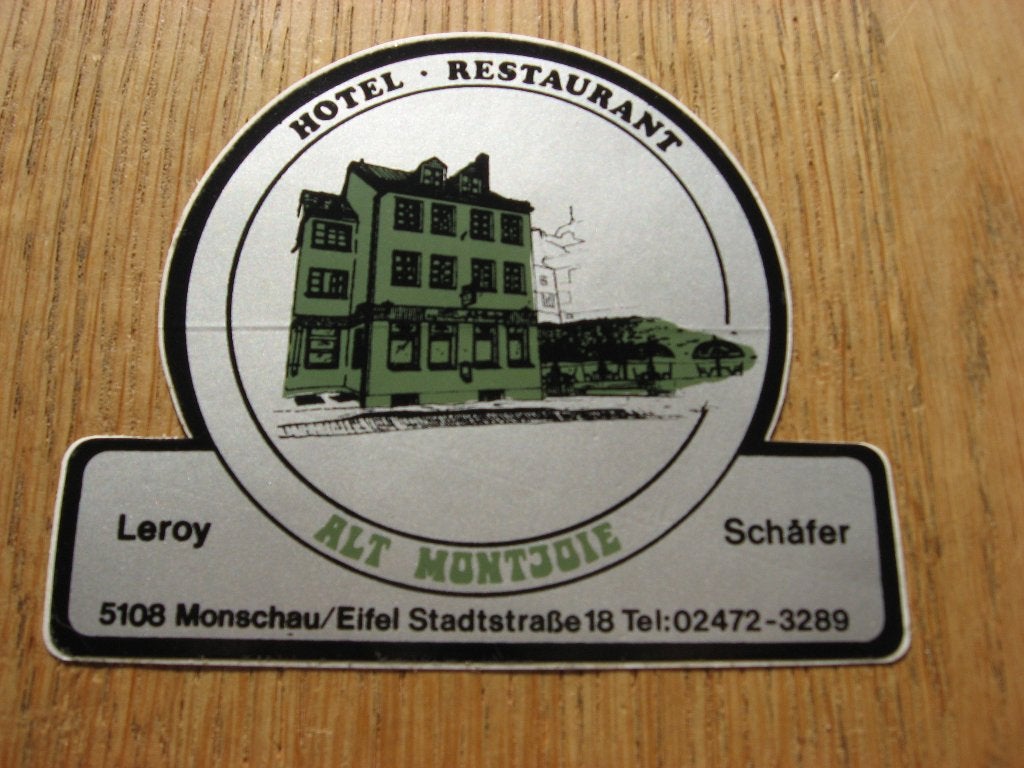Autocollant Hôtel Restaurant Alt Montjoie 10 x 8,5 cm, Enlèvement ou Envoi, Neuf, Autres types