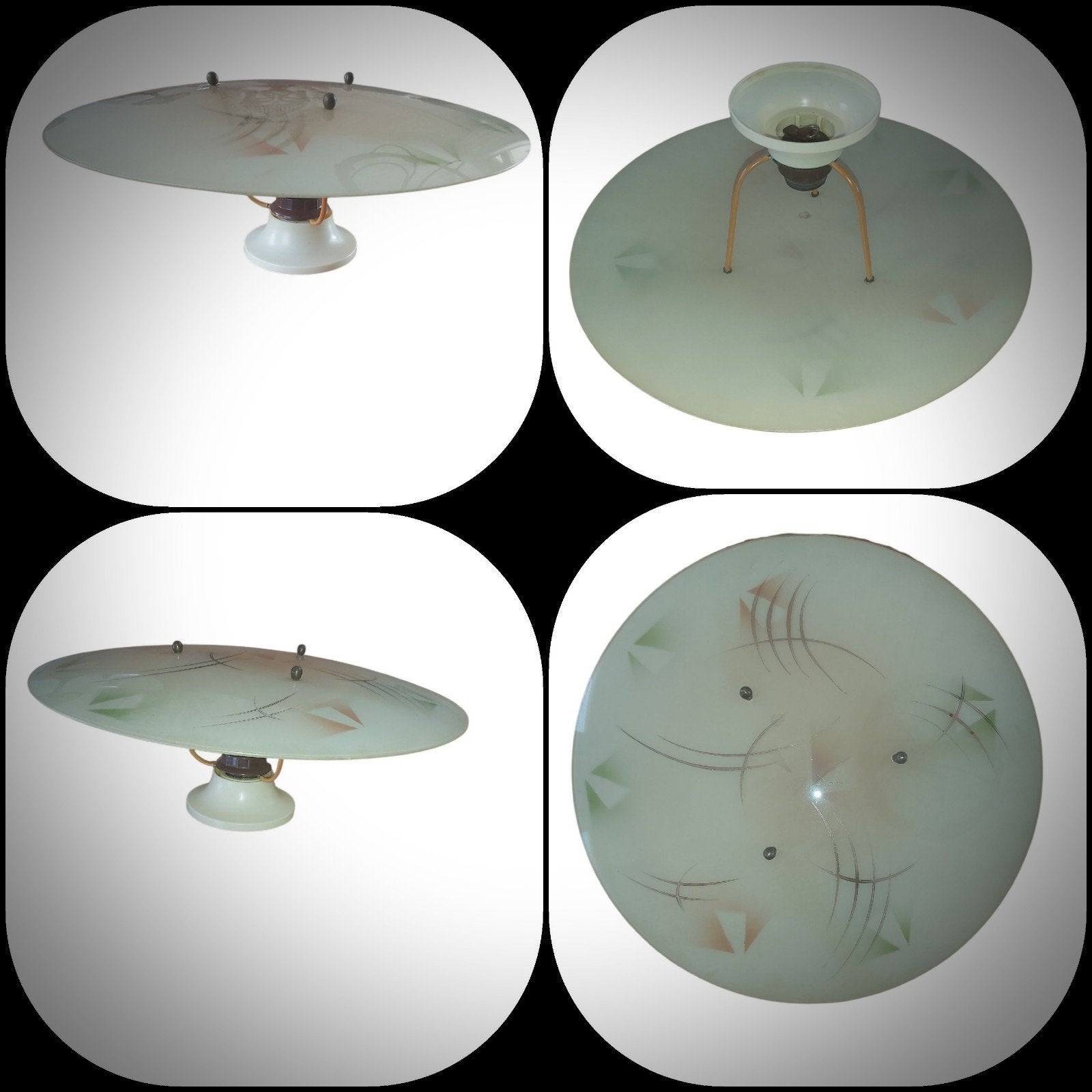 Suspension vintage en opaline – Design Mid-Century Modern, a, Maison & Meubles, Lampes | Plafonniers, Suspension, Vert, Verre