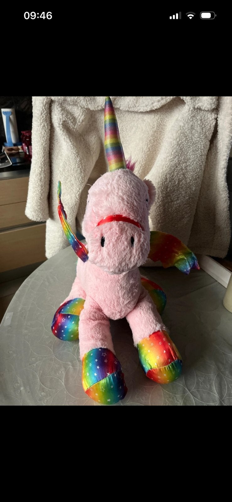 Grote Pluche  knuffel unicorn/eenhoorn, Enfants & Bébés, Jouets | Peluches, Overige karakters, Rose, Enlèvement, Utilisé