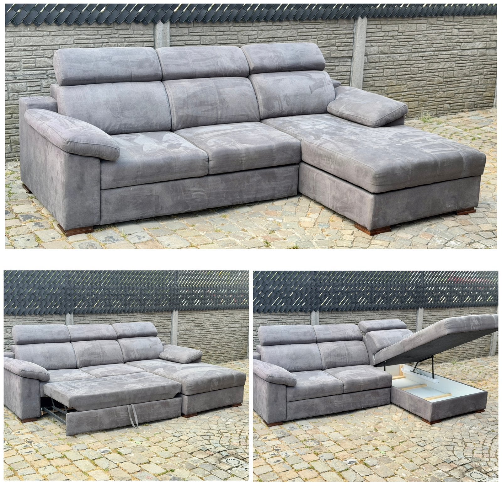 canapé d’angle avec Lit et convertible rangement, Enlèvement, Utilisé