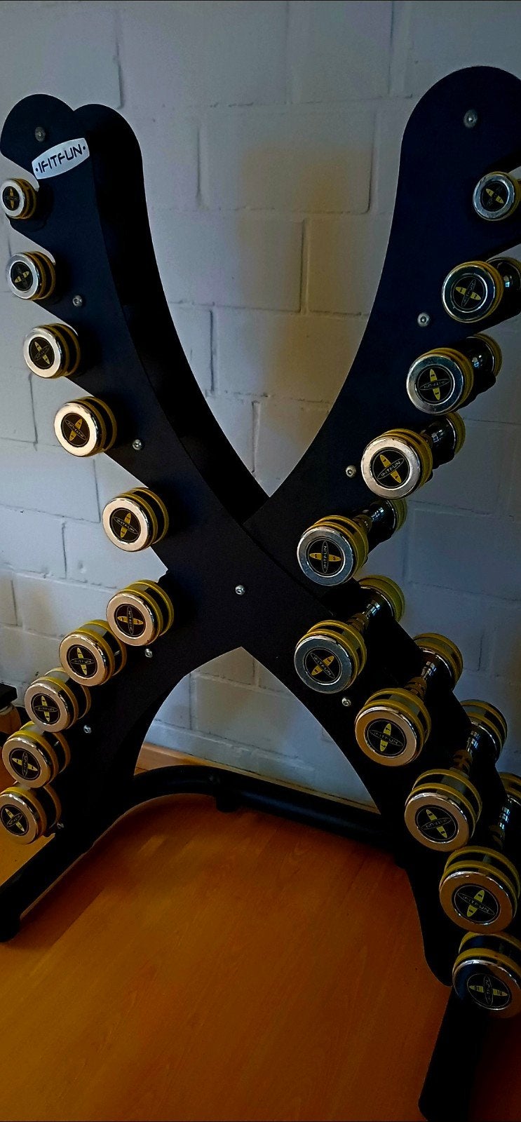Dumbell set Chroom met rek, Enlèvement, Comme neuf, Bras, Haltère