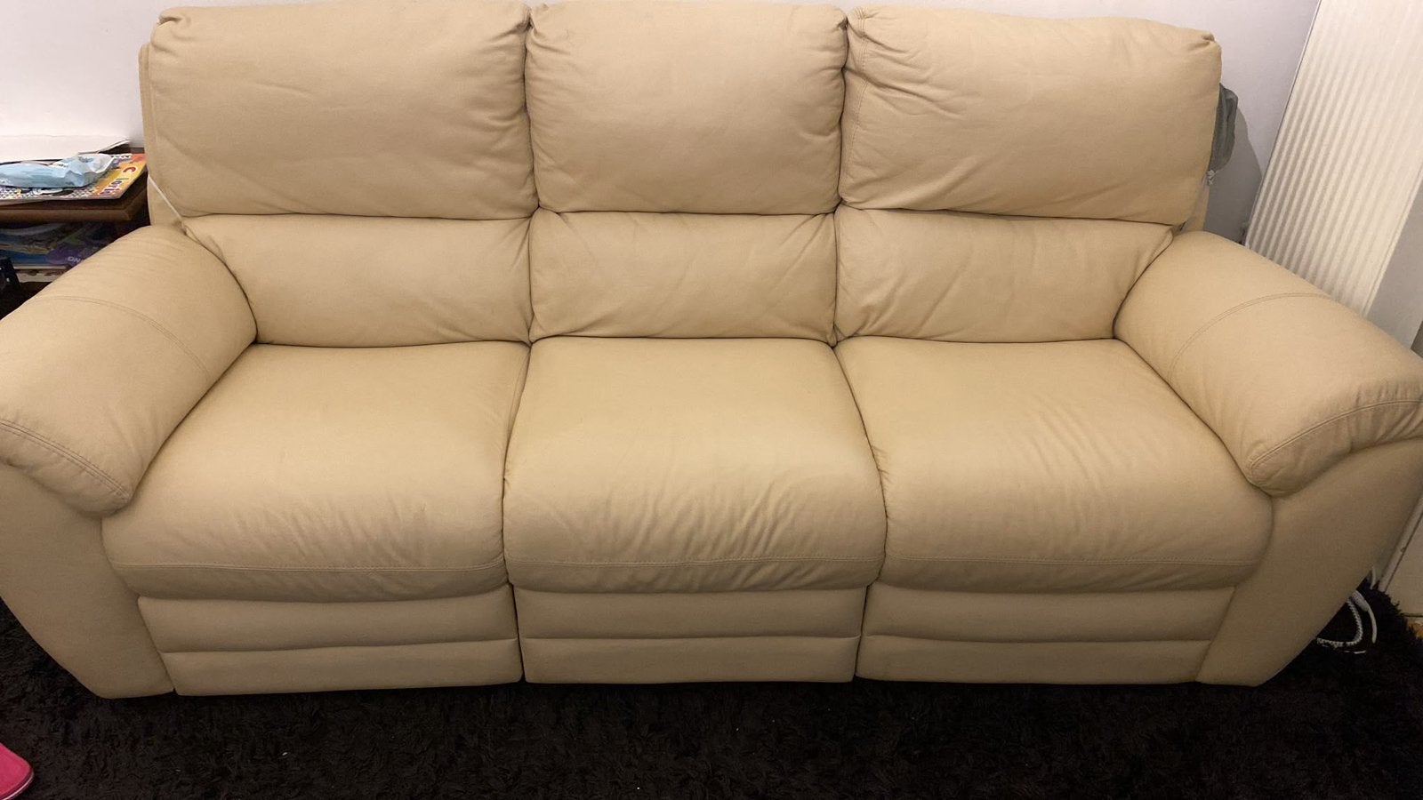 Leren 3-zits zetel – beige – €500, Huis en Inrichting, Ophalen, Zo goed als nieuw, Leer