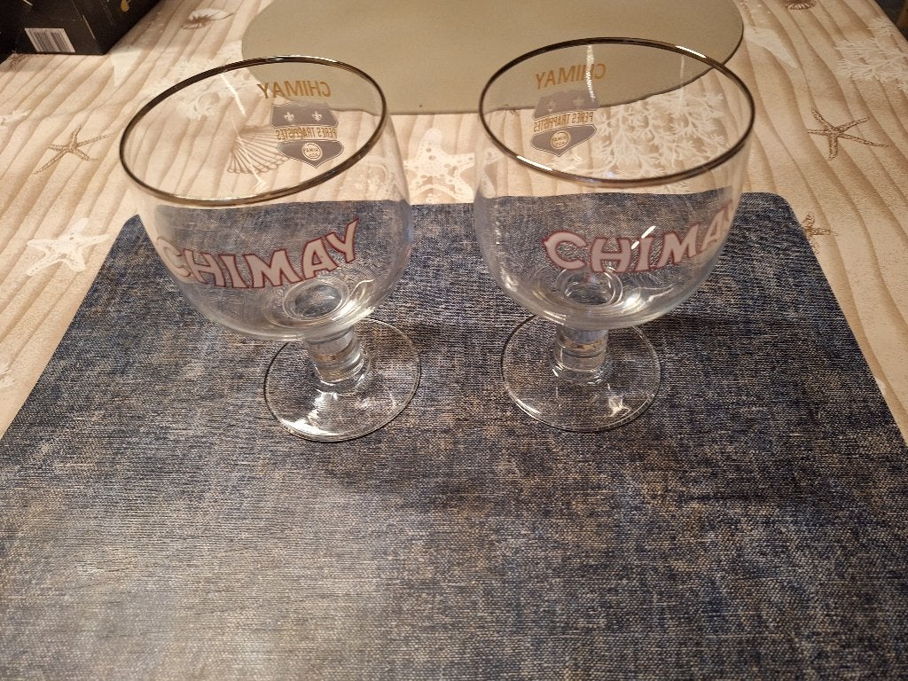 2 GLAZEN CHIMAY / CHIMAY  peres trappistes., Verzamelen, Ophalen, Zo goed als nieuw