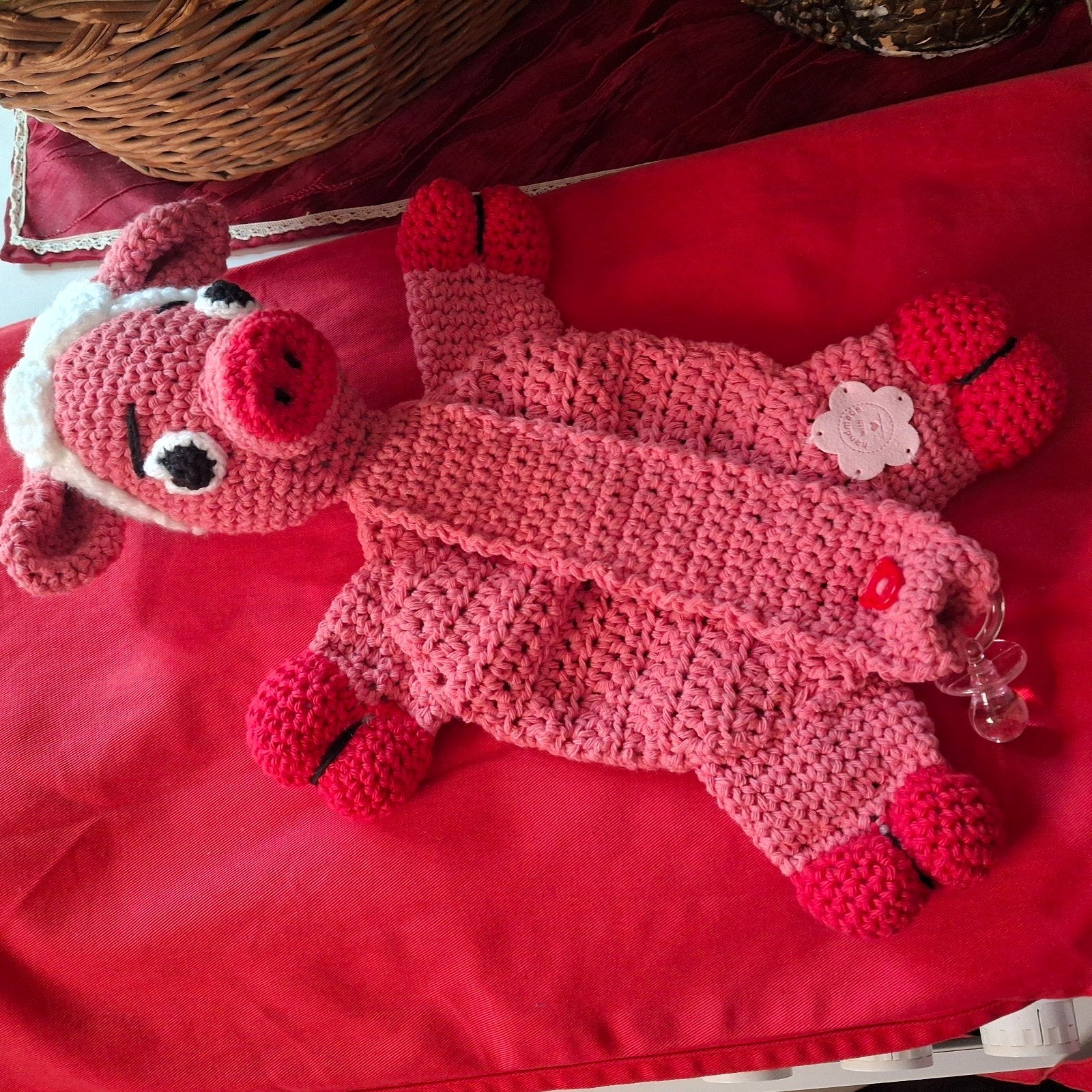 fopspeen knuffel knorretje, roos, Kinderen en Baby's, Ophalen of Verzenden, Nieuw, Handgemaakt, Middelgroot (20 tot 80 cm)