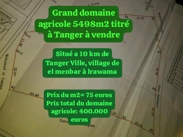 Landbouwgrond met grote titel van 5498 m² in Tanger, Immo, Gronden en Bouwgronden